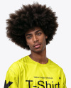 Black Man with Afro Wearing an Oversize T-Shirt Mockup