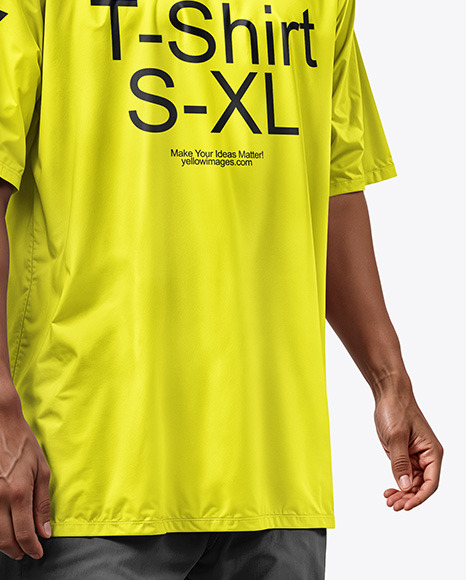 Black Man with Afro Wearing an Oversize T-Shirt Mockup