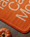 Rectangular Door Mat Surrounded by Pumpkins Mockup