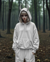 Devil Girl with Horns Wearing Oversized Hoodie Mockup