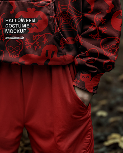 Devil Girl with Horns Wearing Oversized Hoodie Mockup