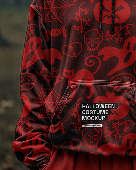 Devil Girl with Horns Wearing Oversized Hoodie Mockup