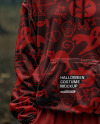 Devil Girl with Horns Wearing Oversized Hoodie Mockup