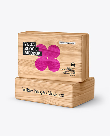 Two Wooden Yoga Blocks Mockup - Mockup assets