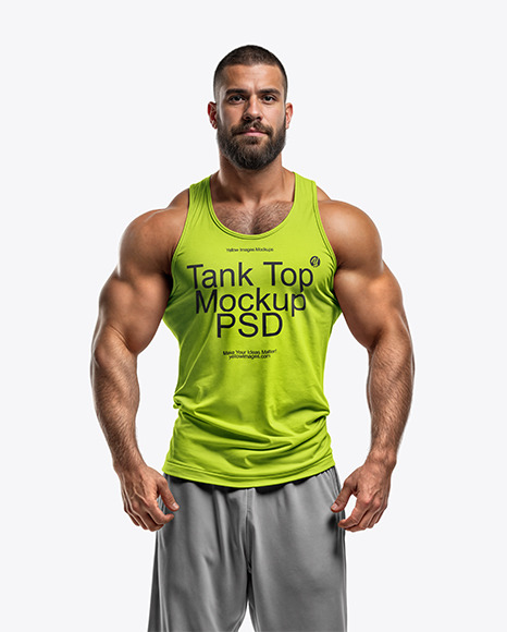 Bodybuilder Wearing a Tank Top and Sweatpants Mockup