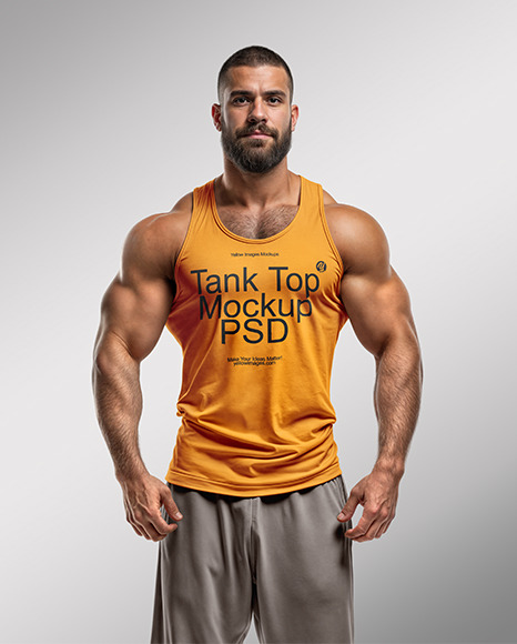 Bodybuilder Wearing a Tank Top and Sweatpants Mockup