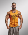 Bodybuilder Wearing a Tank Top and Sweatpants Mockup
