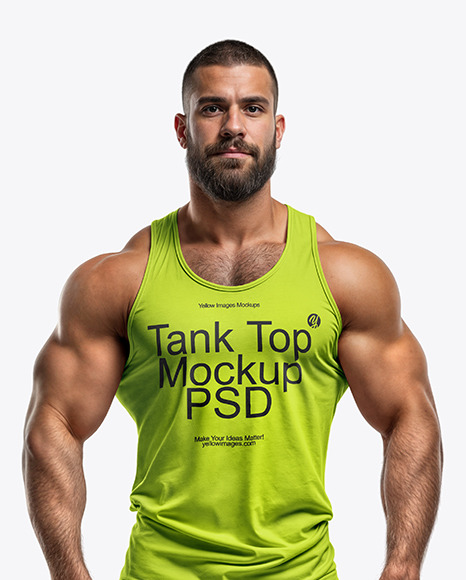 Bodybuilder Wearing a Tank Top and Sweatpants Mockup