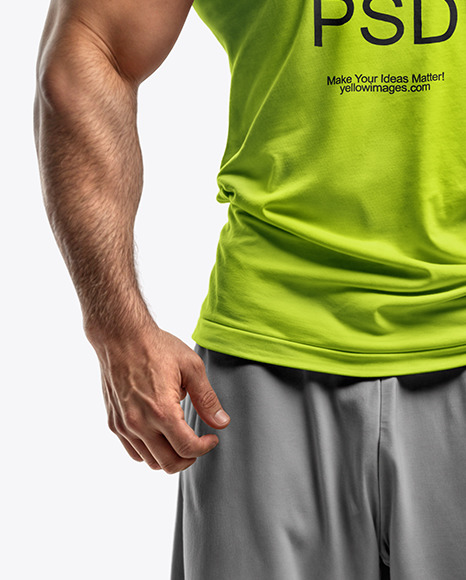 Bodybuilder Wearing a Tank Top and Sweatpants Mockup