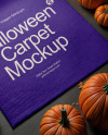Square Rug Surrounded by Pumpkins and Leaves Mockup
