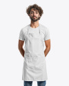 Curly Italian Man Wearing an Apron and Jeans Mockup