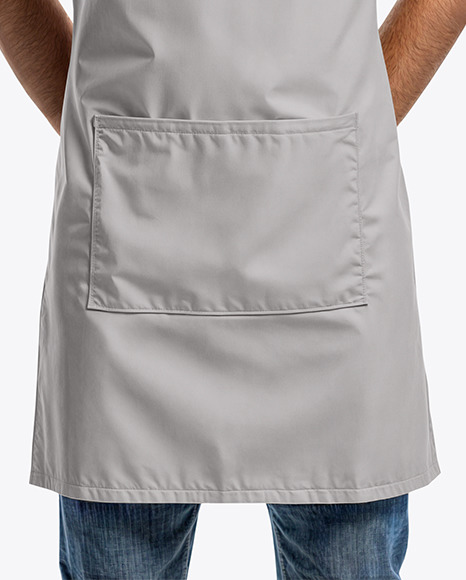 Curly Italian Man Wearing an Apron and Jeans Mockup