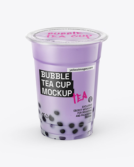 Blueberry Bubble Tea Cup Mockup - Bubble tea mockup