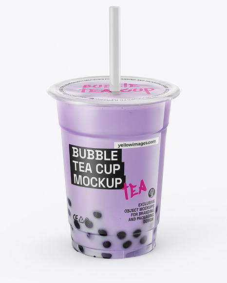 Blueberry Bubble Tea Cup Mockup