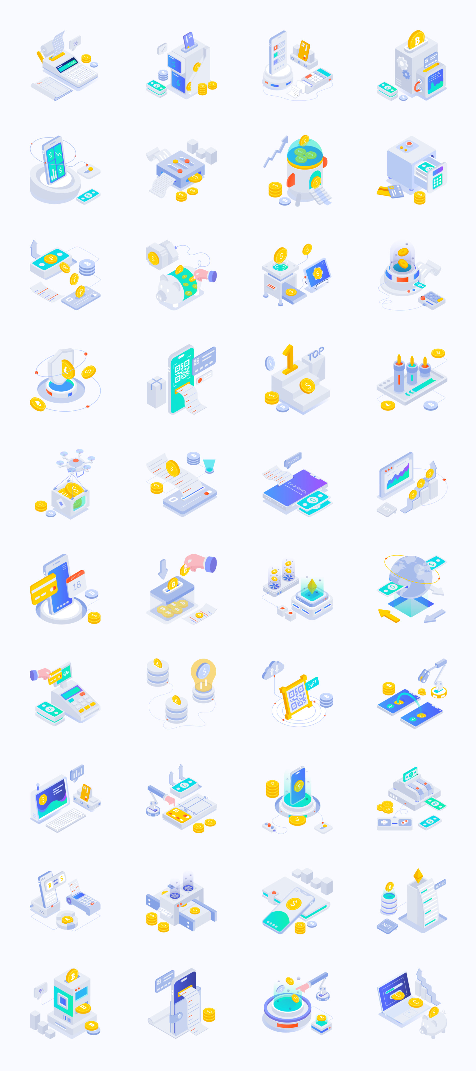 Payment and Fintech Isometric Icons Payment and Fintech Isometric Icons