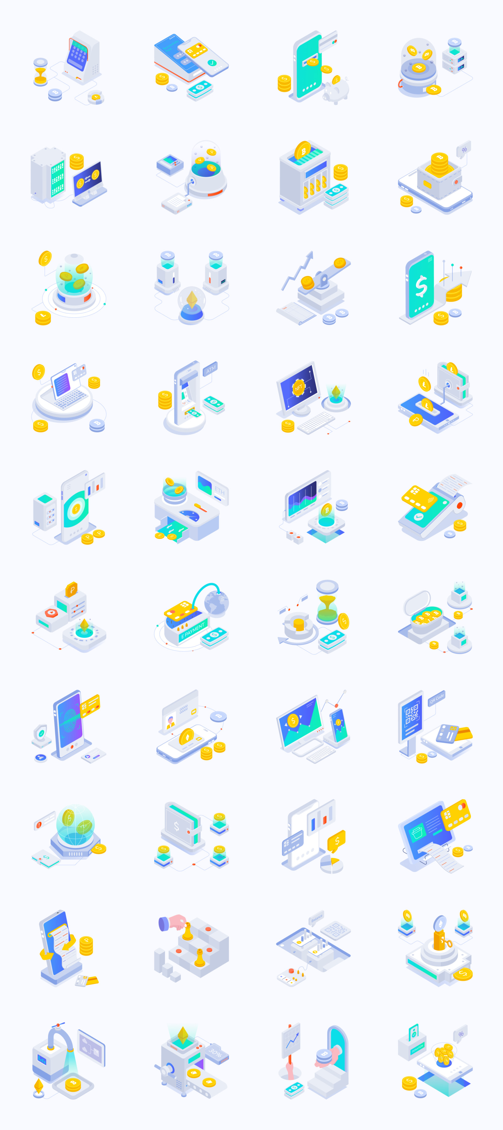 Payment and Fintech Isometric Icons Payment and Fintech Isometric Icons