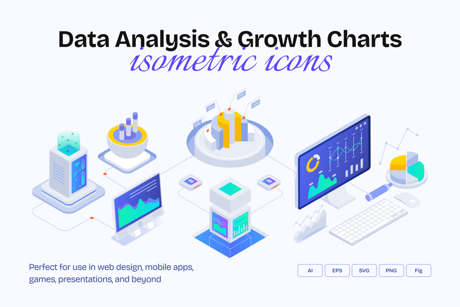 Data Analytics Isometric Icon Set Data Analytics Isometric Icon Set