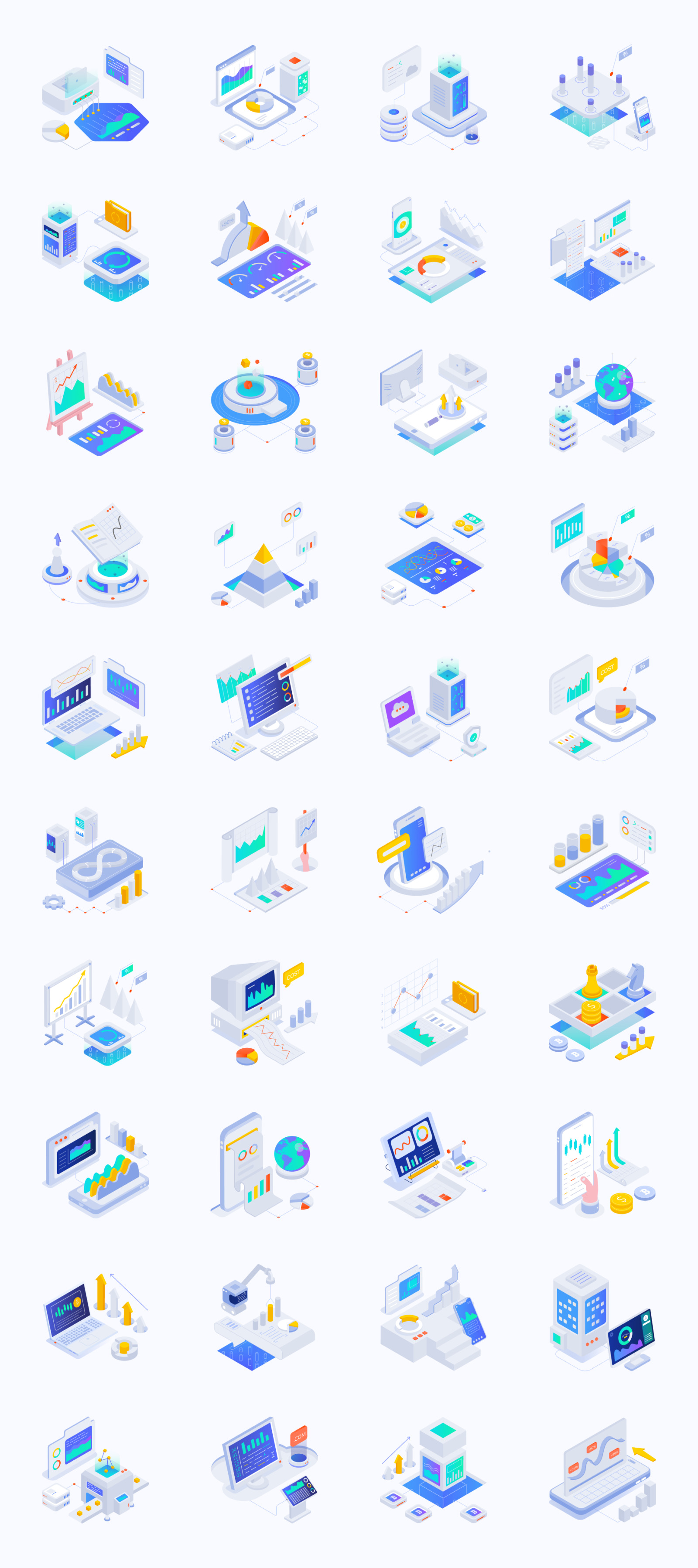 Data Analytics Isometric Icon Set Data Analytics Isometric Icon Set
