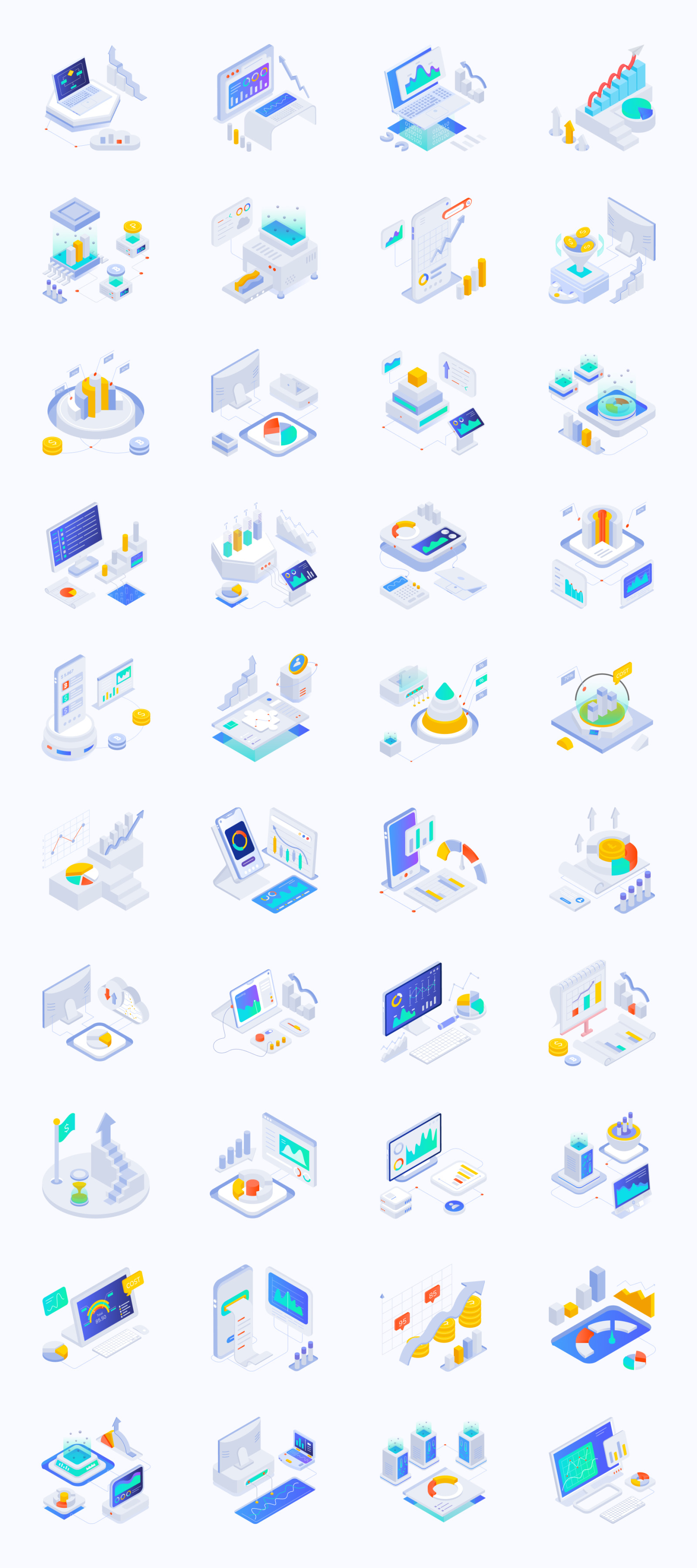 Data Analytics Isometric Icon Set Data Analytics Isometric Icon Set