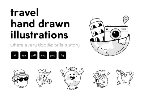 Travel Doodles Icons - Character design