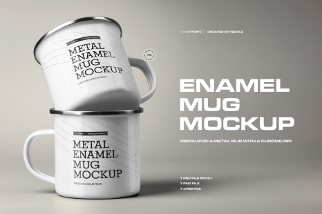 7 Mockups of Enamel Metal Mug - Travelling