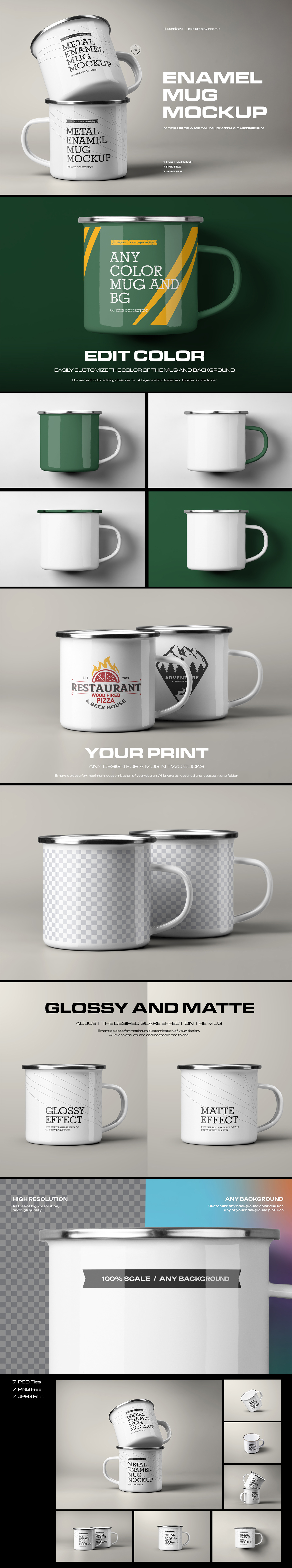 7 Mockups of Enamel Metal Mug 7 Mockups of Enamel Metal Mug