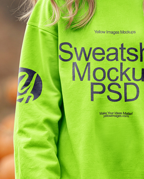Girl in Sweatshirt at Pumpkin Patch Celebration Mockup