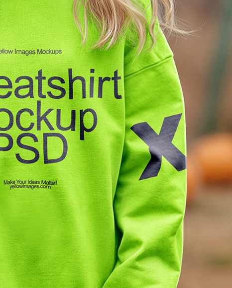 Girl in Sweatshirt at Pumpkin Patch Celebration Mockup