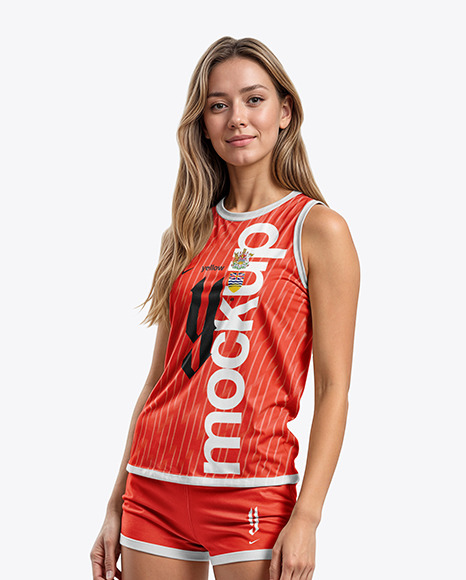 A Woman Wearing a Full Volleyball Kit Mockup