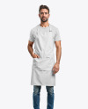 Bearded Man Wearing an Apron and a T-Shirt Mockup