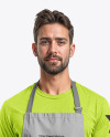 Bearded Man Wearing an Apron and a T-Shirt Mockup
