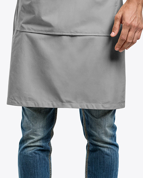 Bearded Man Wearing an Apron and a T-Shirt Mockup