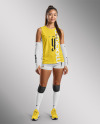 An Asian Woman Wearing a Full Volleyball Kit Mockup