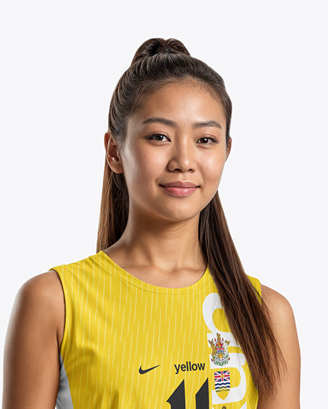An Asian Woman Wearing a Full Volleyball Kit Mockup