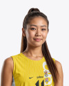 An Asian Woman Wearing a Full Volleyball Kit Mockup