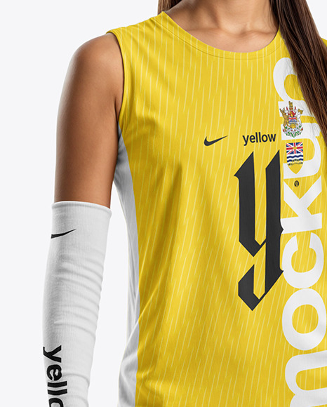 An Asian Woman Wearing a Full Volleyball Kit Mockup