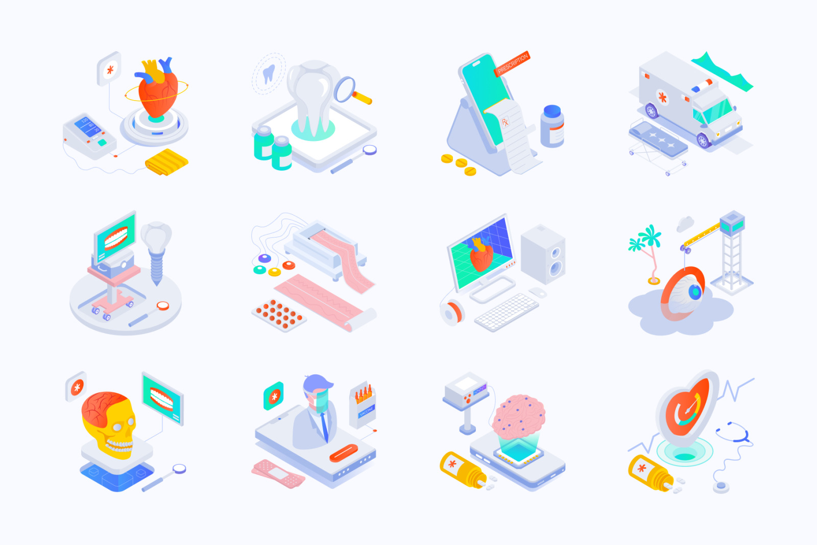 Medical Isometric Icons Set Medical Isometric Icons Set