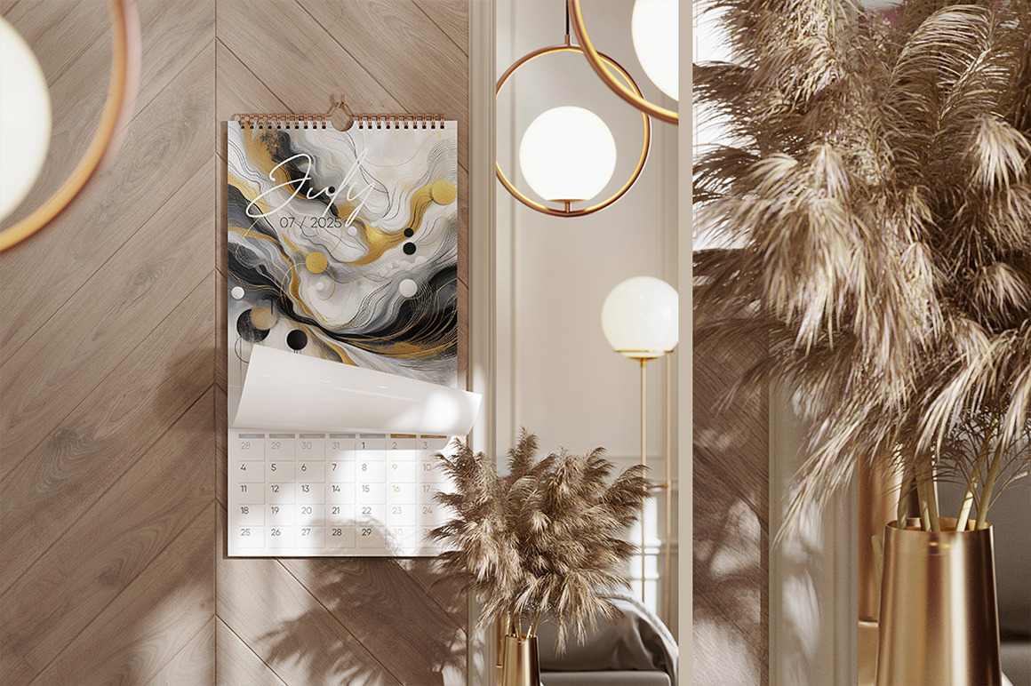 Wall Hanging Spiral Calendar Mockup Wall Hanging Spiral Calendar Mockup