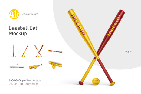 Baseball Bat Mockup Set - Striking