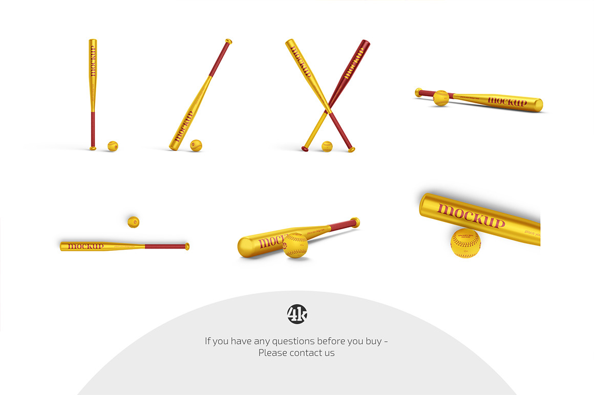 Baseball Bat Mockup Set Baseball Bat Mockup Set