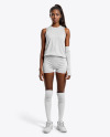 Afro-American Woman Wearing a Full Volleyball Kit Mockup