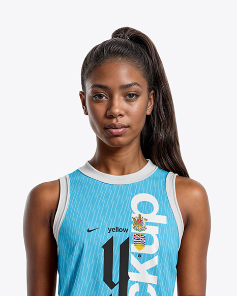 Afro-American Woman Wearing a Full Volleyball Kit Mockup