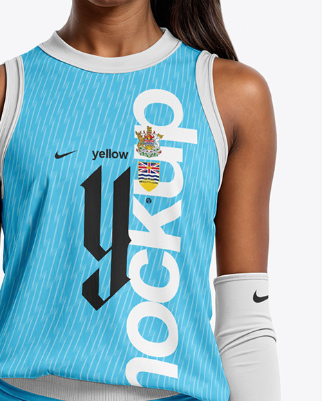 Afro-American Woman Wearing a Full Volleyball Kit Mockup