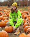 Young Woman in Sweatshirt and Beanie Sitting Next to Pumpkins Mockup