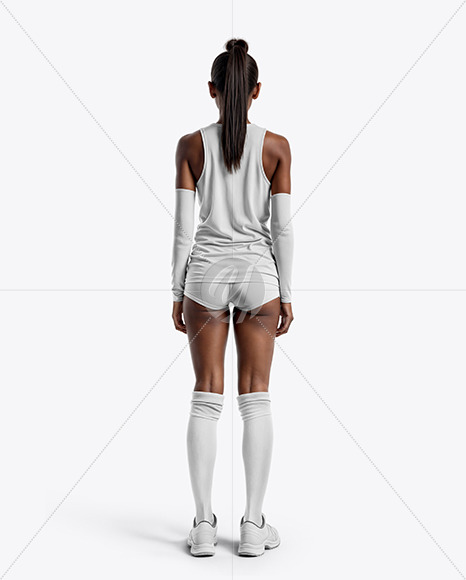 Black Woman Wearing a Full Volleyball Kit Mockup