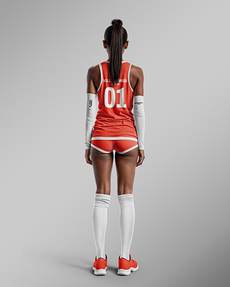 Black Woman Wearing a Full Volleyball Kit Mockup