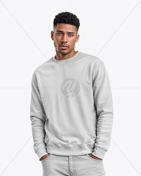 Man Wearing a Sweatshirt Mockup