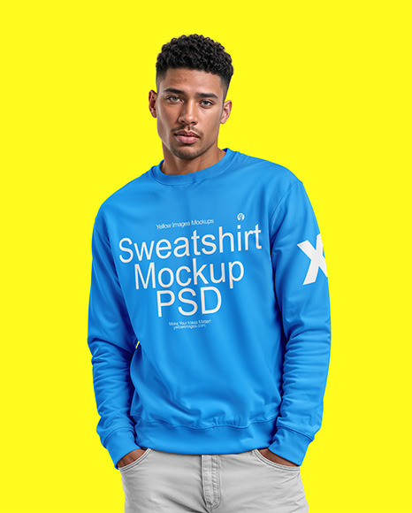 Man Wearing a Sweatshirt Mockup