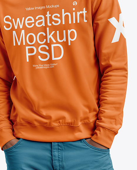Man Wearing a Sweatshirt Mockup