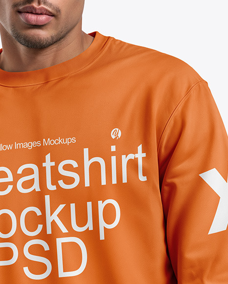 Man Wearing a Sweatshirt Mockup